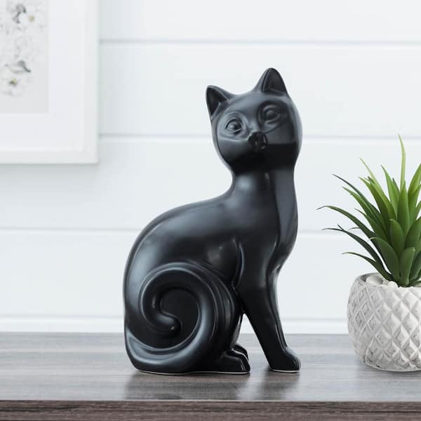 Black Ceramic Cat Figurine
